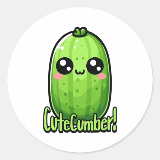 Cutecumber! Niedliche Gurkenpuppe Runder Aufkleber (Vorderseite)