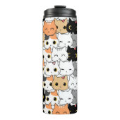 CuteCute Cat Crowd-Muster Thermosbecher (Vorderseite)