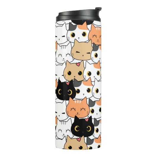 CuteCute Cat Crowd-Muster Thermosbecher (Nach links gedreht)