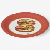 Cutegrilltes Hotdog-Party Pappteller (Schrägansicht)
