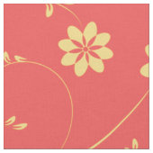 CuteLight Yellow & Coral Delicate Blumenmuster Stoff (Nahaufnahme)