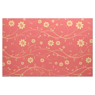 CuteLight Yellow & Coral Delicate Blumenmuster Stoff