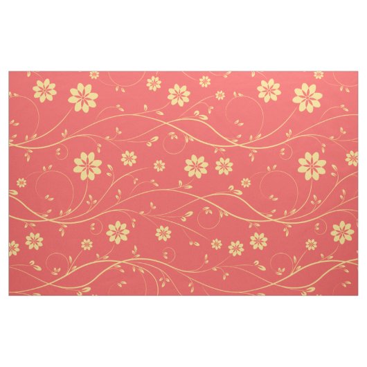 CuteLight Yellow & Coral Delicate Blumenmuster Stoff (Fat Quarter (45,7 x 55,9 cm))