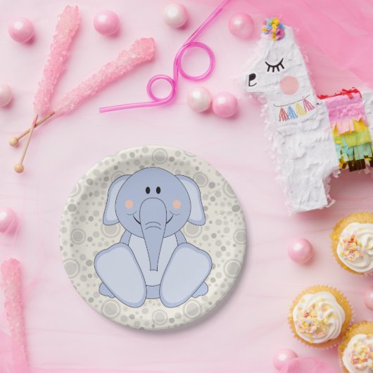 Cutelyn Baby Blue Elephant Pappteller (Party)
