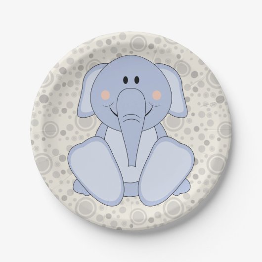 Cutelyn Baby Blue Elephant Pappteller (Vorderseite)