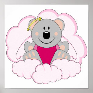Cutelyn Baby Girl Angel Koala Bear über Wolken Poster