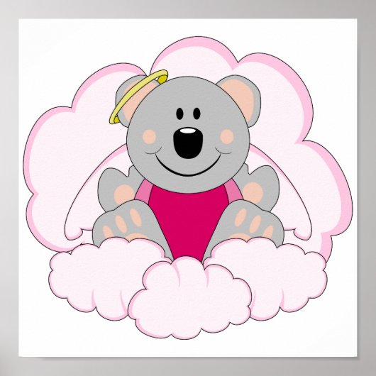 Cutelyn Baby Girl Angel Koala Bear über Wolken Poster (Vorne)