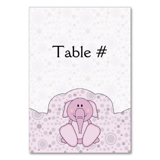 Cutelyn Baby Pink Elephant Tischnummer (Vorderseite)