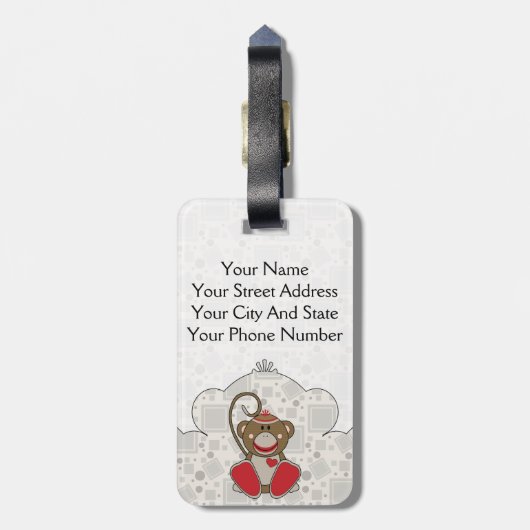 Cutelyn Sock Monkey Gepäckanhänger (Rückseite vertikal)