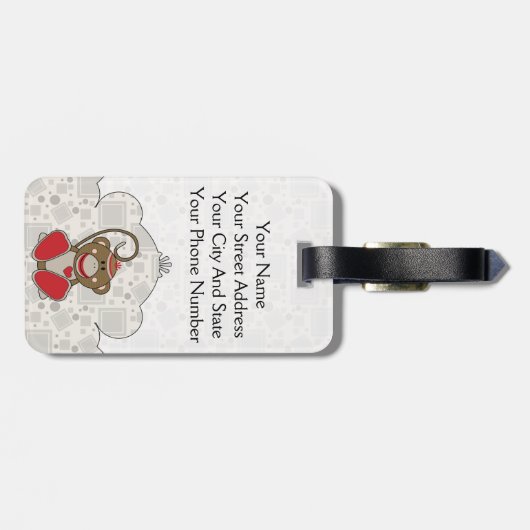 Cutelyn Sock Monkey Gepäckanhänger (Rückseite horizontal)