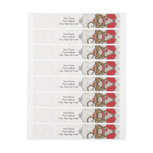 Cutelyn Sock Monkey Rundum-Adressaufkleber (Bogen)