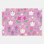 CuteOsterbunnies mit rosa Orange Lila Blume Geschenkpapier Set (Vorderseite 2)