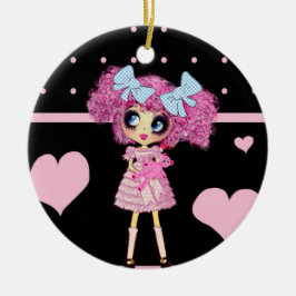 CutePziemlich Girly PinkyP Pink Kawaii Girl von Le Keramik Ornament