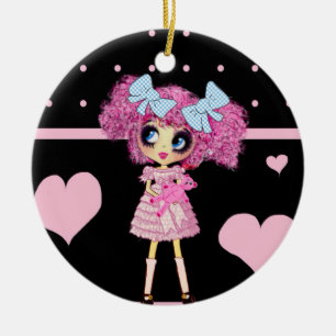 CutePziemlich Girly PinkyP Pink Kawaii Girl von Le Keramik Ornament