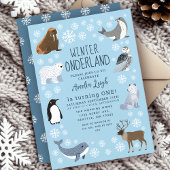 Cuter Animals Winter Onederland Kids 1st Birthday Einladung