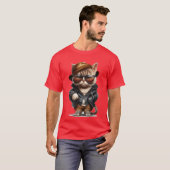 Cuter comic Cat wearing clothes and sunglasses ret T-Shirt (Vorne ganz)