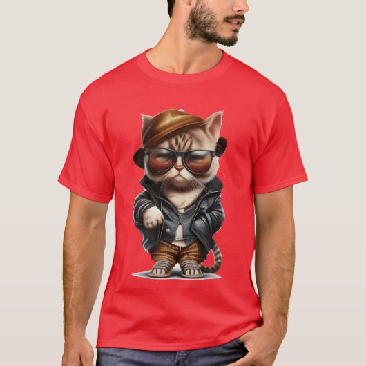 Cuter comic Cat wearing clothes and sunglasses ret T-Shirt (Vorderseite)