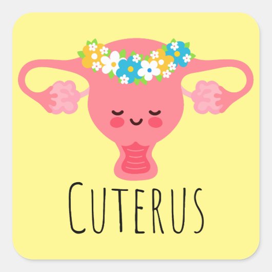Cuterus / Uterus Puns / Uterus Jokes / Quadratischer Aufkleber (Vorderseite)