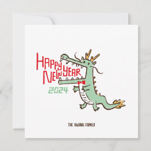 Cutes chinesisches Neujahrsjahr des Drachen 2024 Feiertagskarte