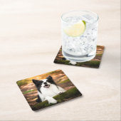 Cutest Baby Animals | Black & White Border Collie Rechteckiger Pappuntersetzer (Vor Ort)