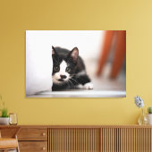 Cutest Baby Animals | Black & White Kitten Leinwanddruck (Insitu (Wohnzimmer))