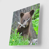 Cutest Baby Animals | Brown Bear Cub Quadratische Wanduhr (Winkel)