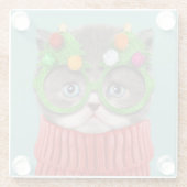 Cutest Baby Animals | Cat Christmas Sweater Glasuntersetzer (Rückseite)