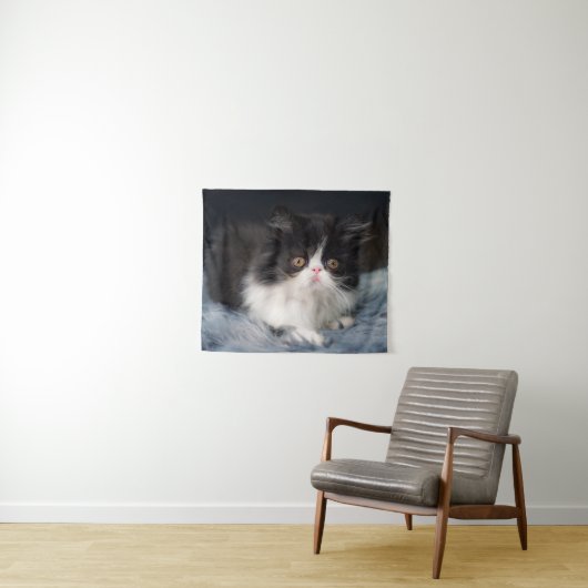 Cutest Baby Animals | Fluffy B&W Kitten Wandteppich (Beispiel (Horizontal))