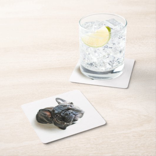 Cutest Baby Animals | French Bulldog Look Up Rechteckiger Pappuntersetzer (Vor Ort)