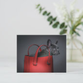 Cutest Baby Animals | French Bulldog Red Hand Bag Postkarte (Stehend Vorderseite)