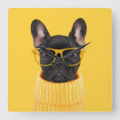 Cutest Baby Animals | French Bulldog Sunglasses Quadratische Wanduhr (Vorderseite)