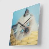 Cutest Baby Animals | Himalayan Seal Point Cat Quadratische Wanduhr (Winkel)