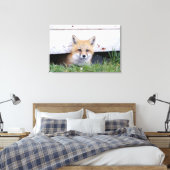 Cutest Baby Animals | Red Fox Kit Peeking Leinwanddruck (Insitu (Schlafzimmer))