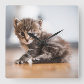Cutest Baby Animals | Tiny Tabby Kitten Quadratische Wanduhr (Vorderseite)