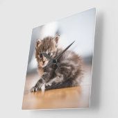 Cutest Baby Animals | Tiny Tabby Kitten Quadratische Wanduhr (Winkel)