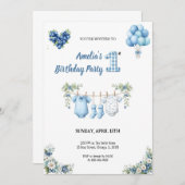CUTEST BLUE BIRTHDAY PARTY Invitation Einladung (Vorne/Hinten)