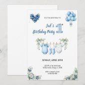 CUTEST BLUE BIRTHDAY PARTY Invitation Einladung (Vorne/Hinten)