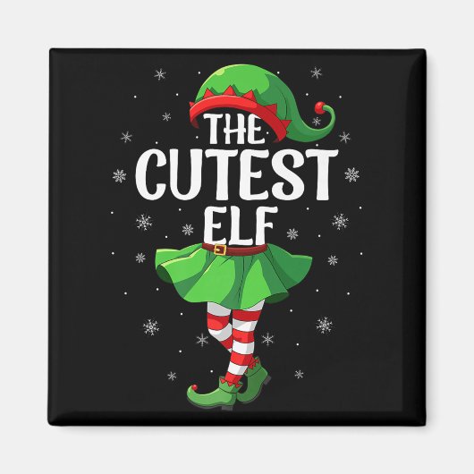Cutest Elf Christmas Girls Women Elf Squad Xmas Fa Magnet (Vorne)