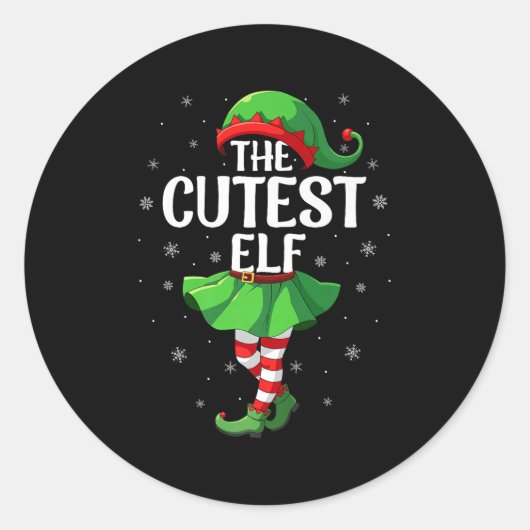 Cutest Elf Christmas Girls Women Elf Squad Xmas Fa Runder Aufkleber (Vorderseite)