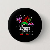 Cutest Gnome Red Buffalo Plaid Matching Family Chr Button (Vorderseite)