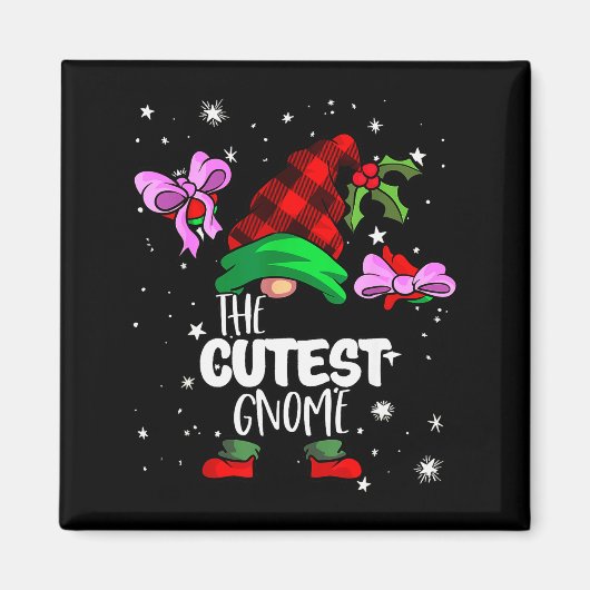 Cutest Gnome Red Buffalo Plaid Matching Family Chr Magnet (Vorne)