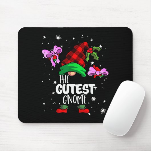 Cutest Gnome Red Buffalo Plaid Matching Family Chr Mousepad (Mit Mouse)