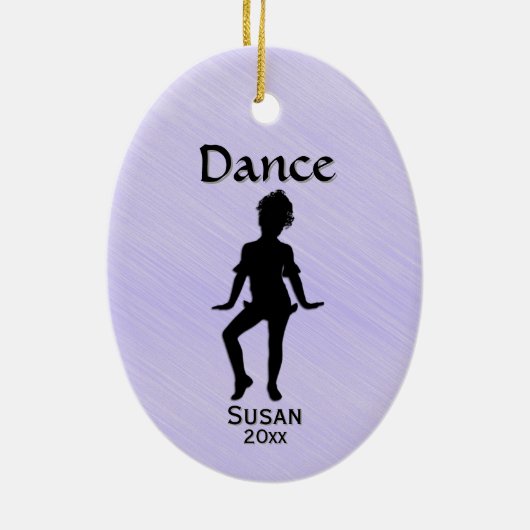 Cutest Little Dancer Lavender Name / Date Keramik Ornament (Hinten)