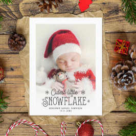 Cutest little snowflake photo birth announcement feiertagspostkarte