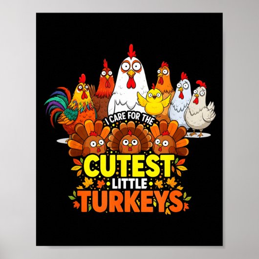 Cutest Little Turkeys Funny Thanksgiving Teacher D Poster (Vorne)