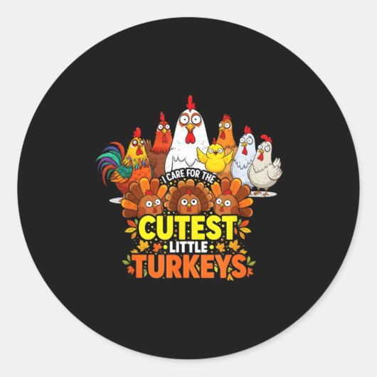 Cutest Little Turkeys Funny Thanksgiving Teacher D Runder Aufkleber (Vorderseite)