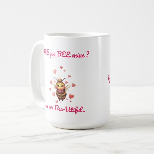 Cutest will you bee mine valentine's kaffeetasse (Vorderseite Links)