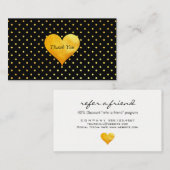 Cutesy Gold Heart Polka Dot Danke / Referendum Empfehlungskarte (Vorne/Hinten)