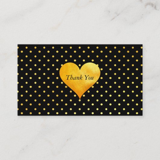 Cutesy Gold Heart Polka Dot Danke / Referendum Empfehlungskarte (Vorderseite)