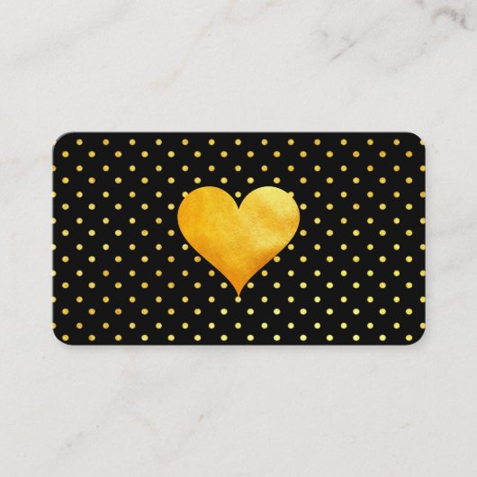 Cutesy Gold Heart Polka Dot Pattern Visitenkarte (Vorderseite)
